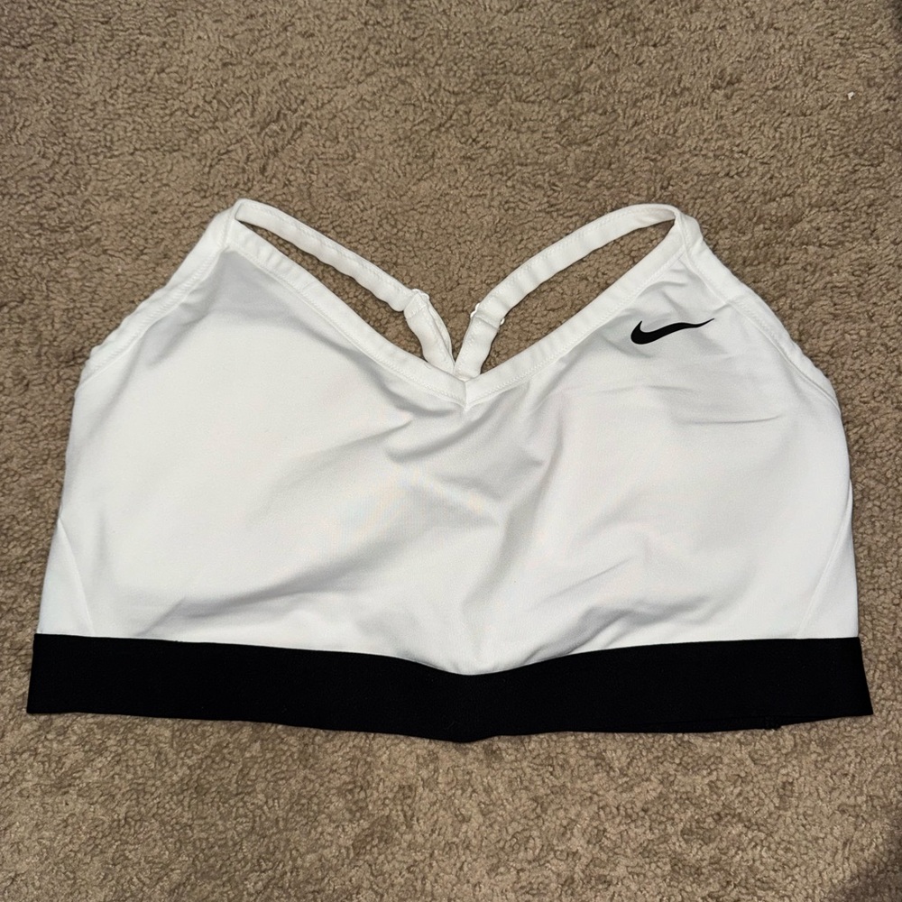 Nike Women's White Sports Bra with Black Band